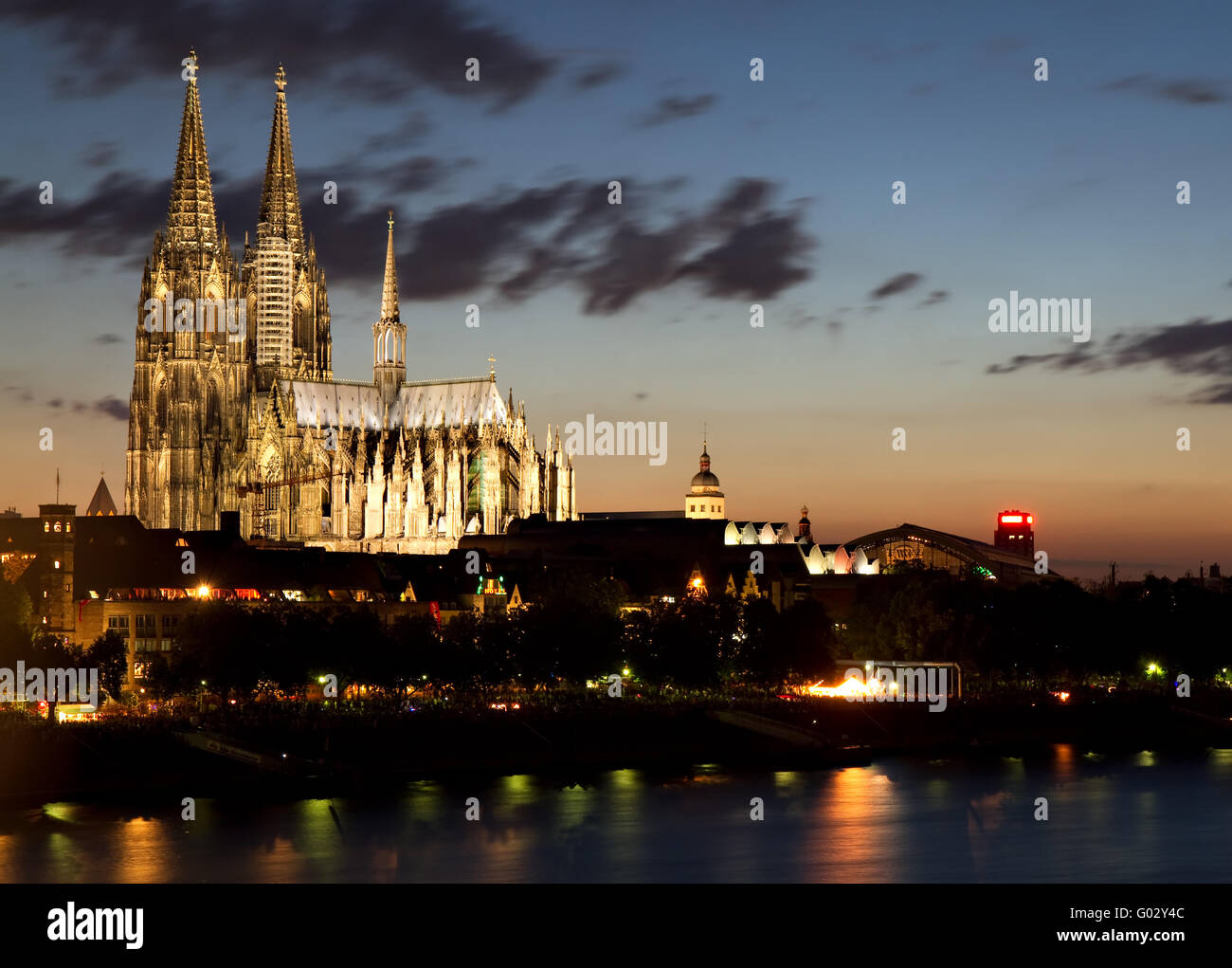 The Cathedral of Cologne at Sunset Stock Photo