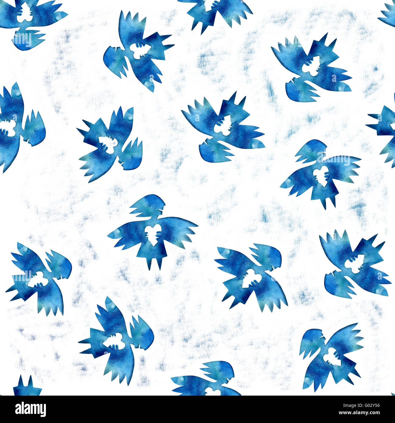 Blue angel of love with heart seamless pattern Stock Photo