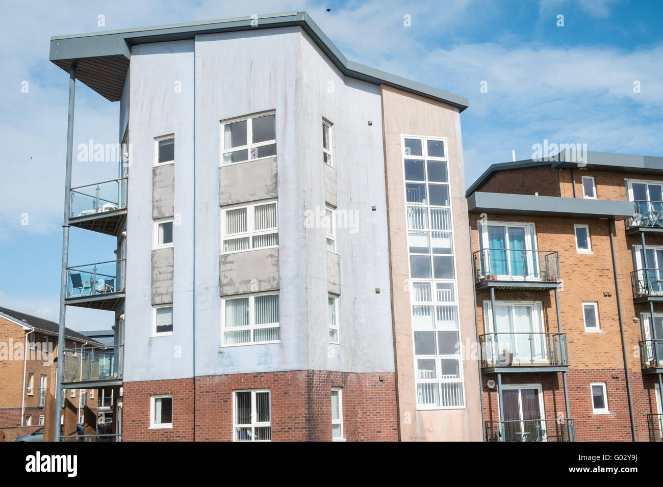 Apartments at the old dock at Llanelli's Millennium Quay.Llanelli beach