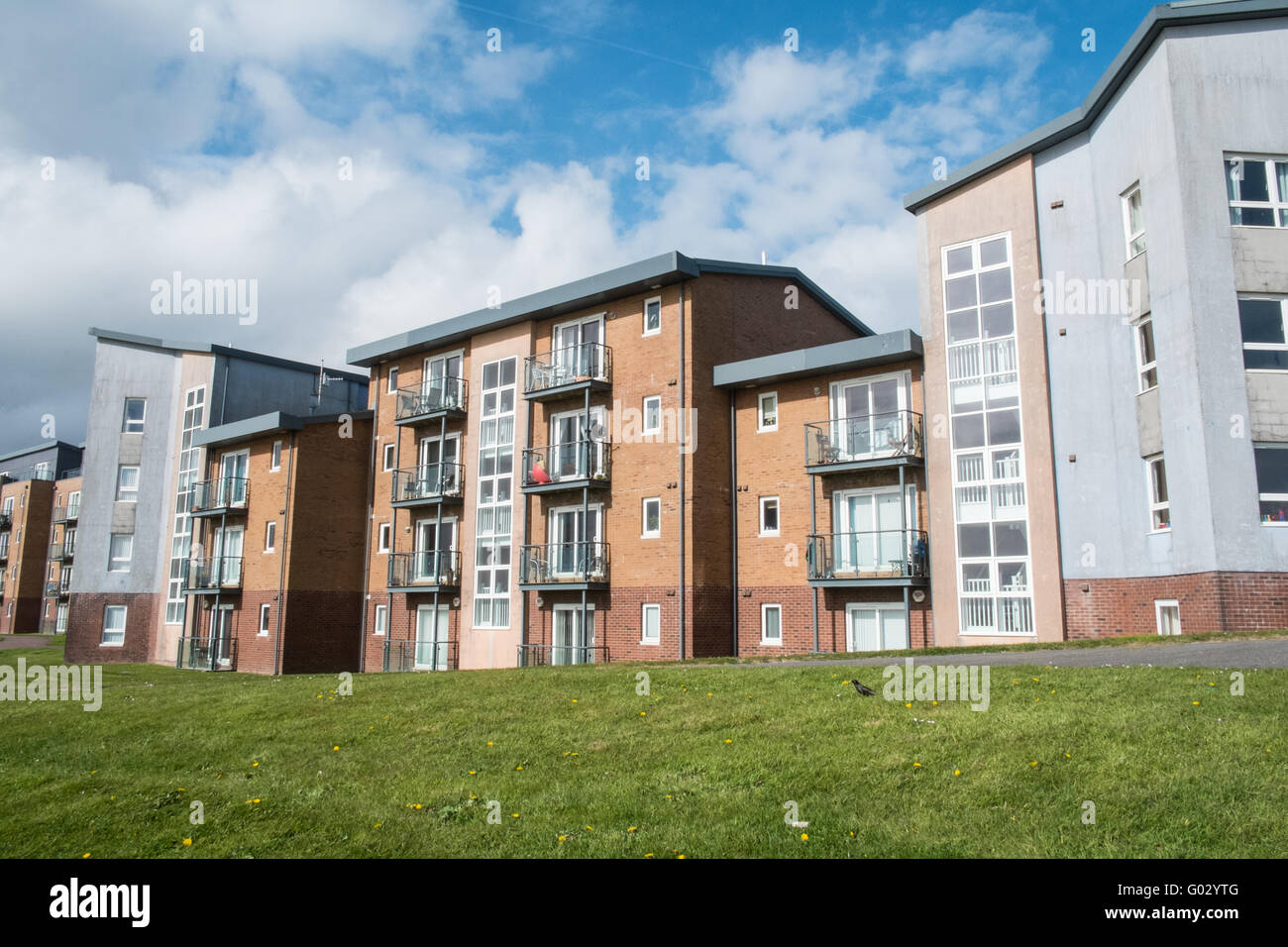 Apartments at the old dock at Llanelli's Millennium Quay.Llanelli beach