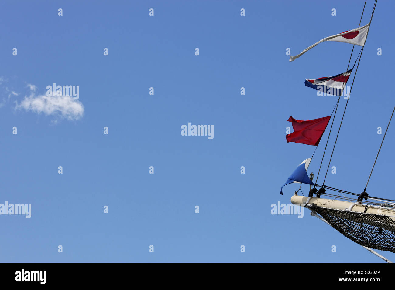 Bow of the barken Viking with signal flags Stock Photo
