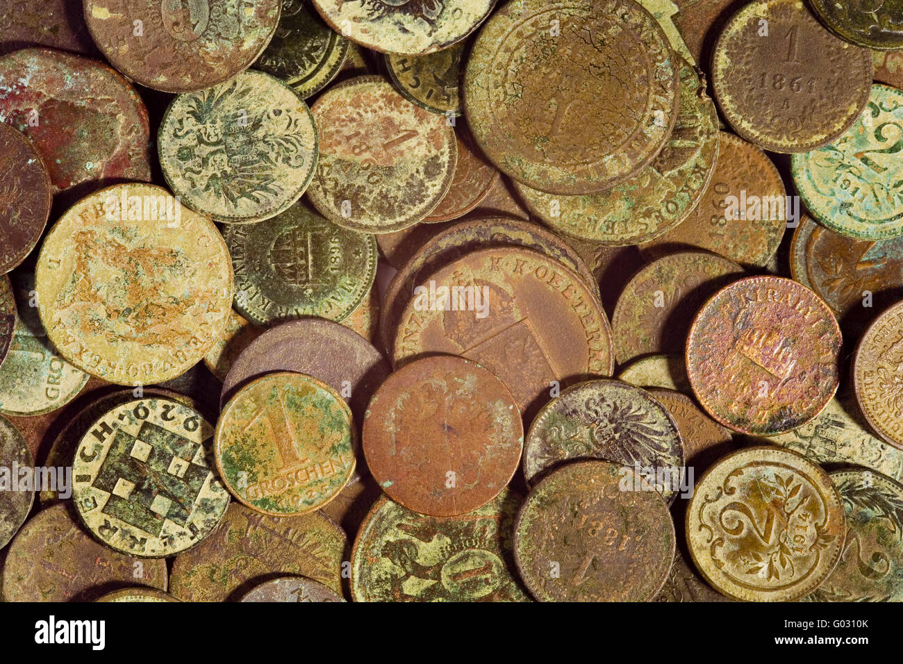 Old collections of coins Stock Photo