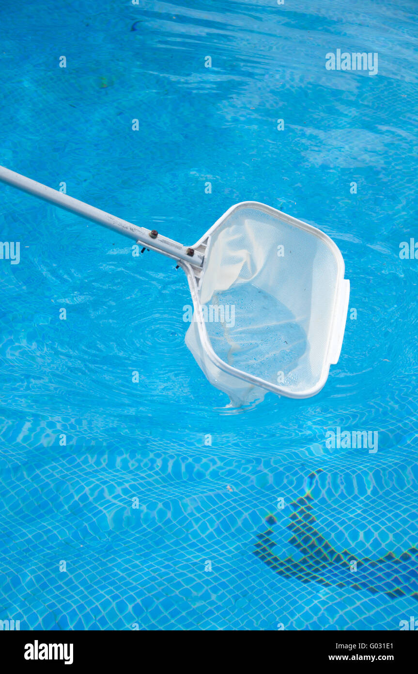 picker of the pool surface Stock Photo