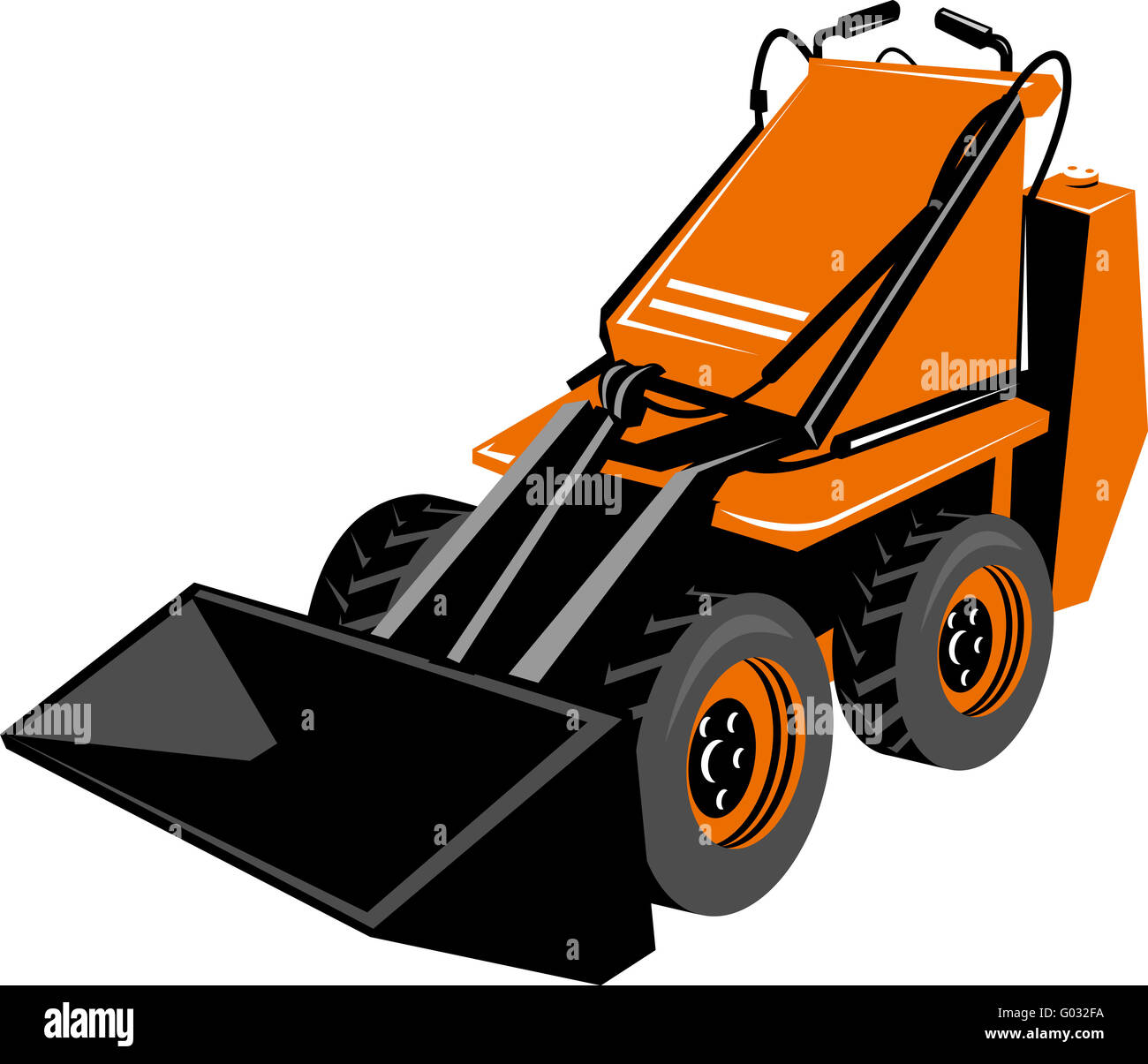 Orange compact skid steer isolated on white background Stock Photo - Alamy