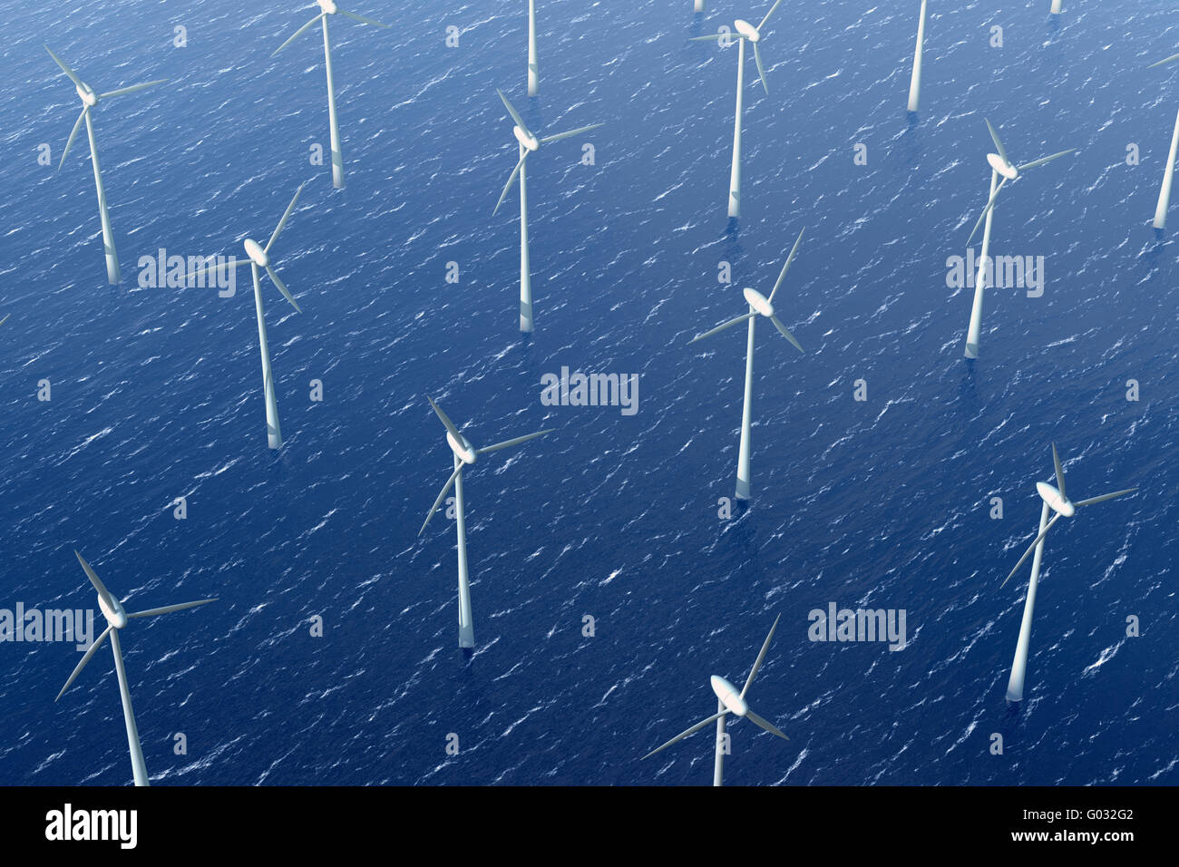 Wind turbines in the water Stock Photo