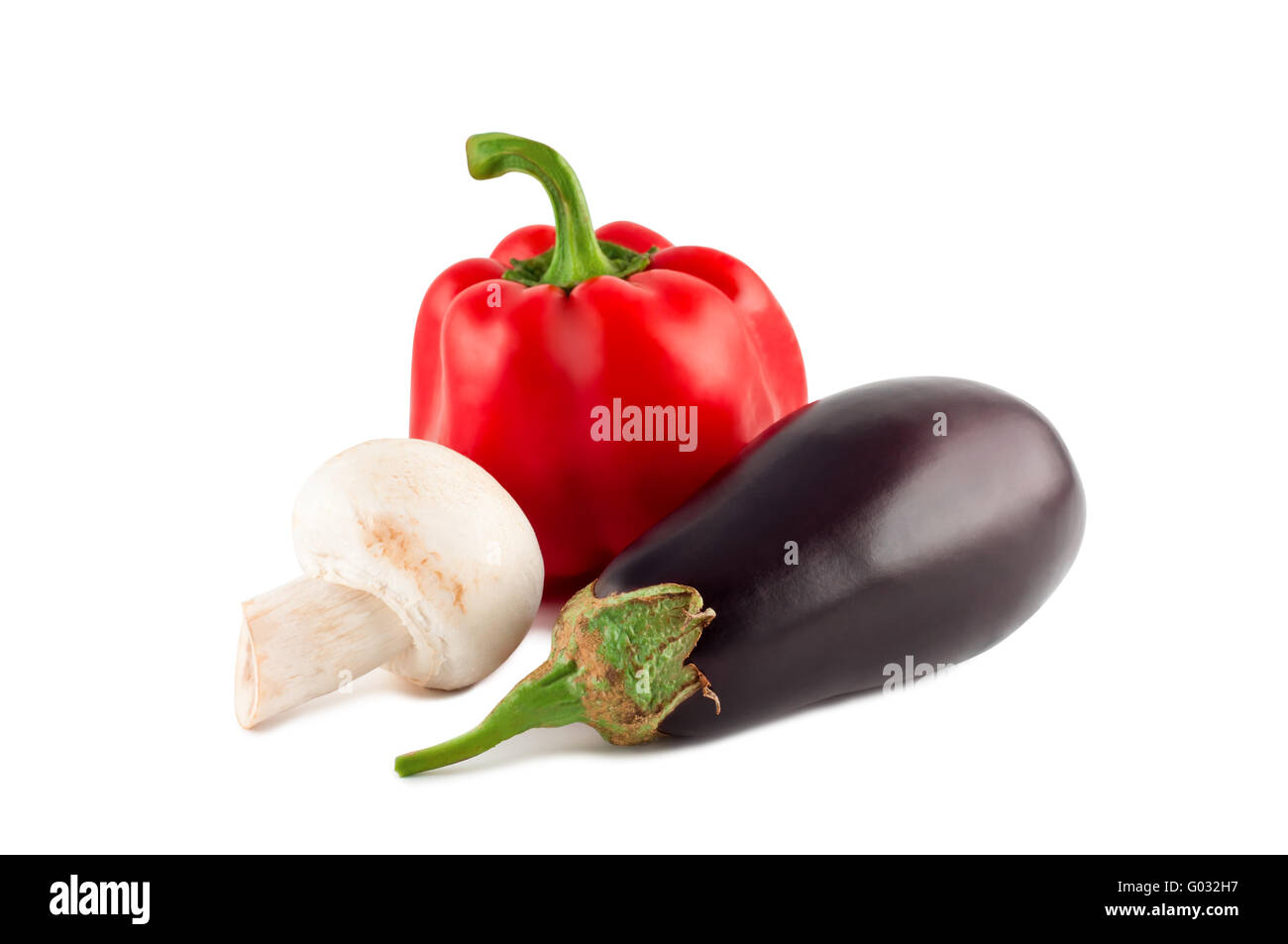 Pepper, mushroom, eggplant isolated on white background Stock Photo Alamy
