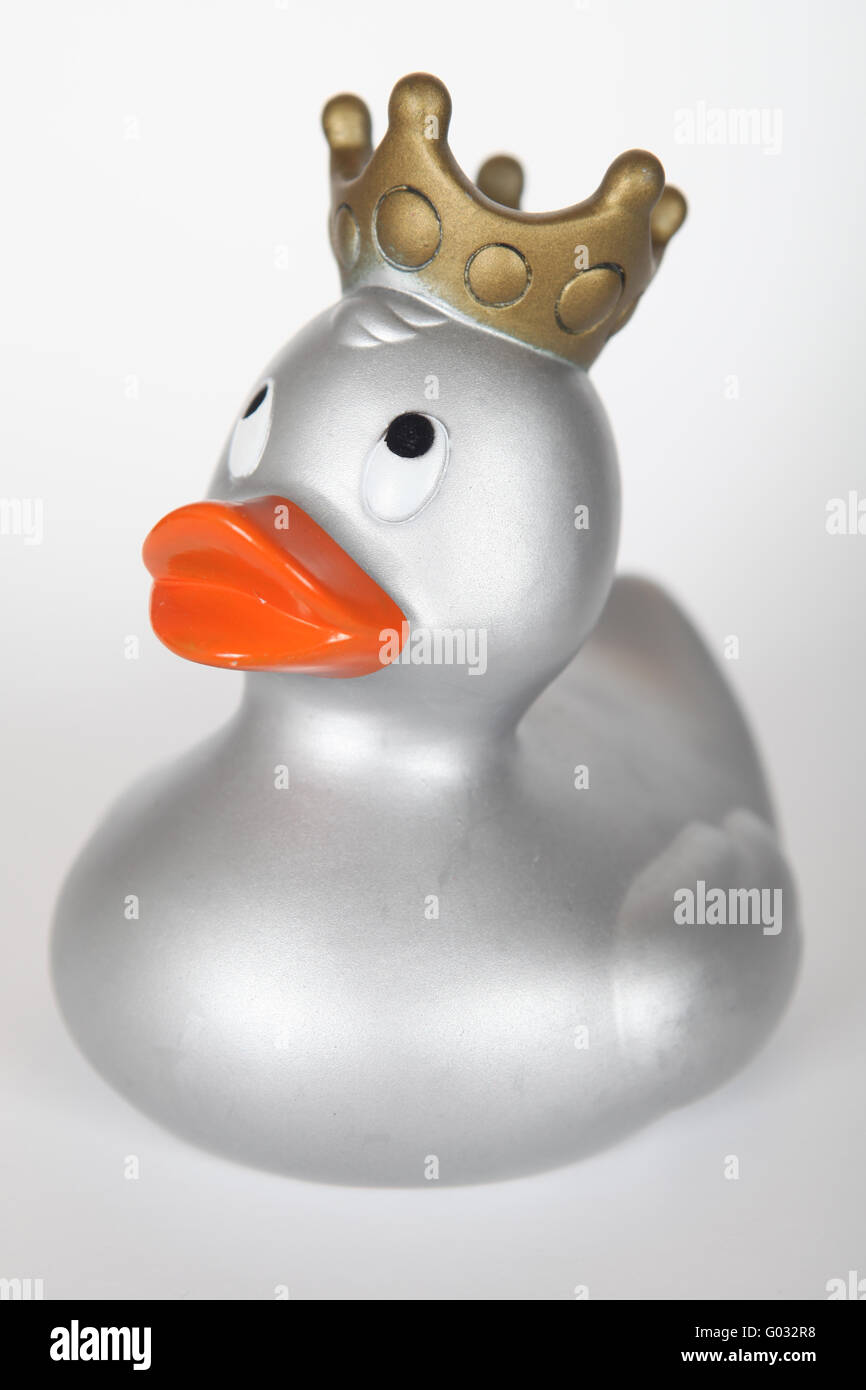 Silver Rubber Duck with Crown Stock Photo - Alamy