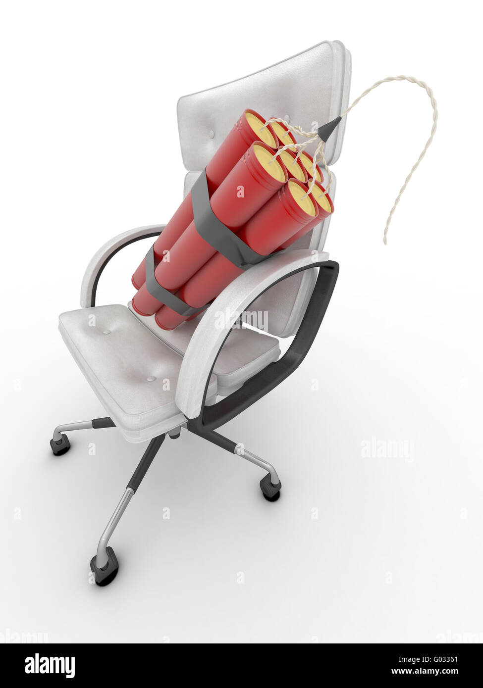 Dismissal of manager. Dynamit on office armchair Stock Photo