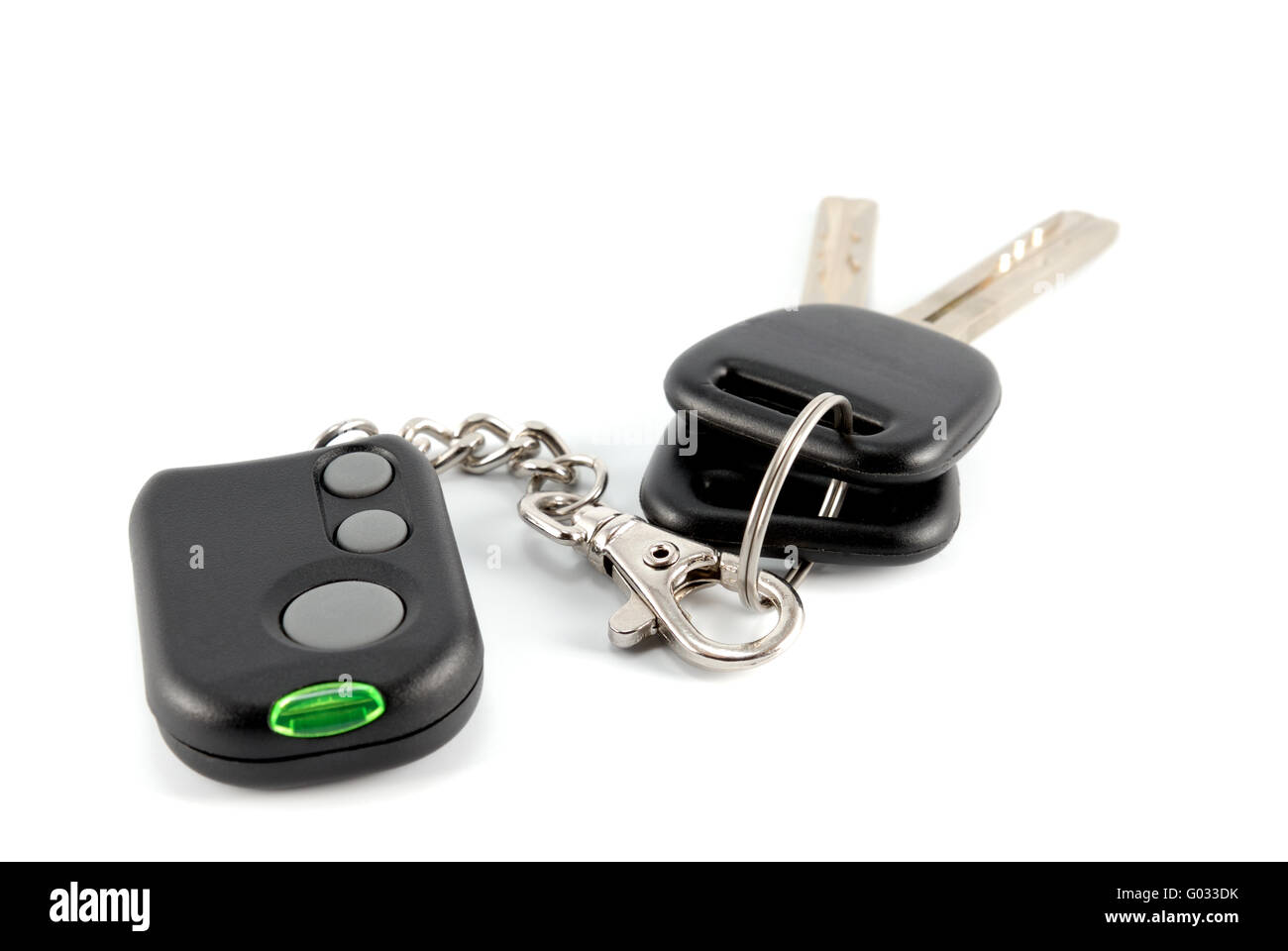 Automobile keys and charm from the autosignal system Stock Photo
