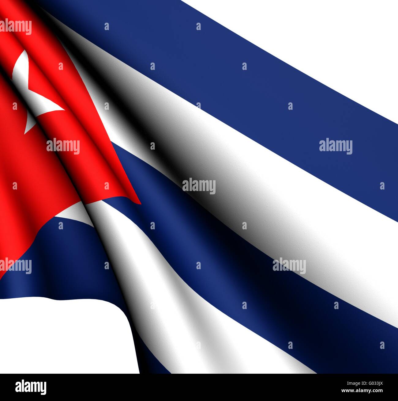 Flag of Cuba against white background. Close up. Stock Photo