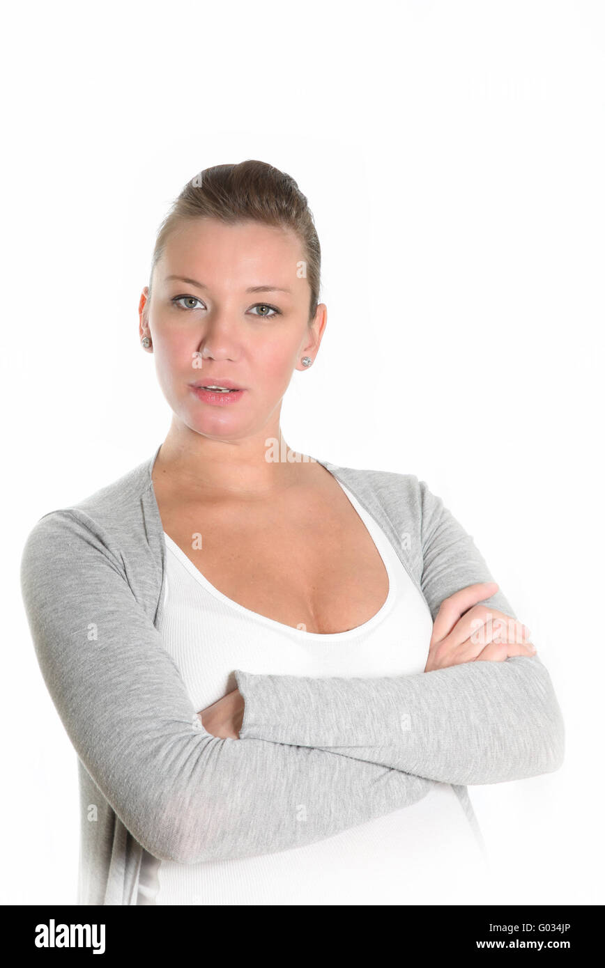 portrait of a surprised and questioning woman Stock Photo