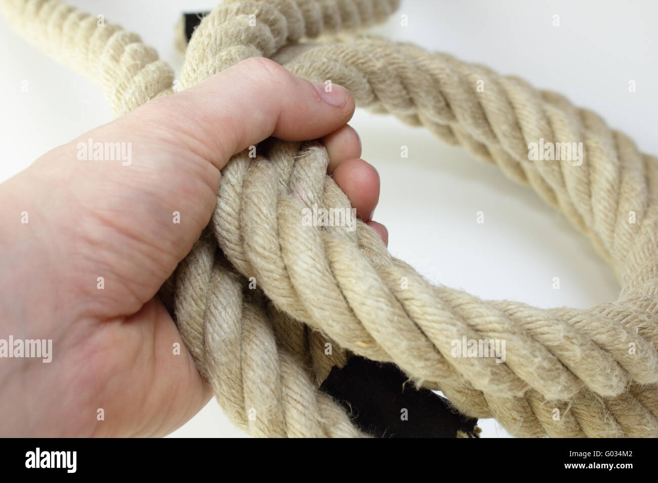 rope on hand Stock Photo
