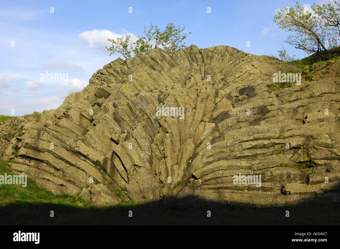 Geotope Palm frond, fan-shaped outcrop of basalt Stock Photo