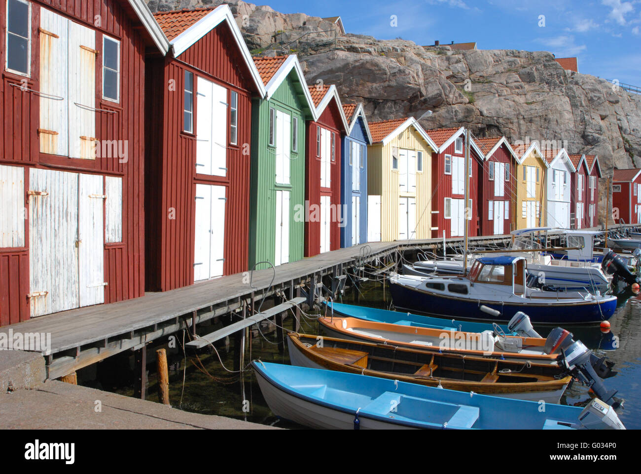 Boats and boathouses in the swedish town Smögen Stock Photo - Alamy