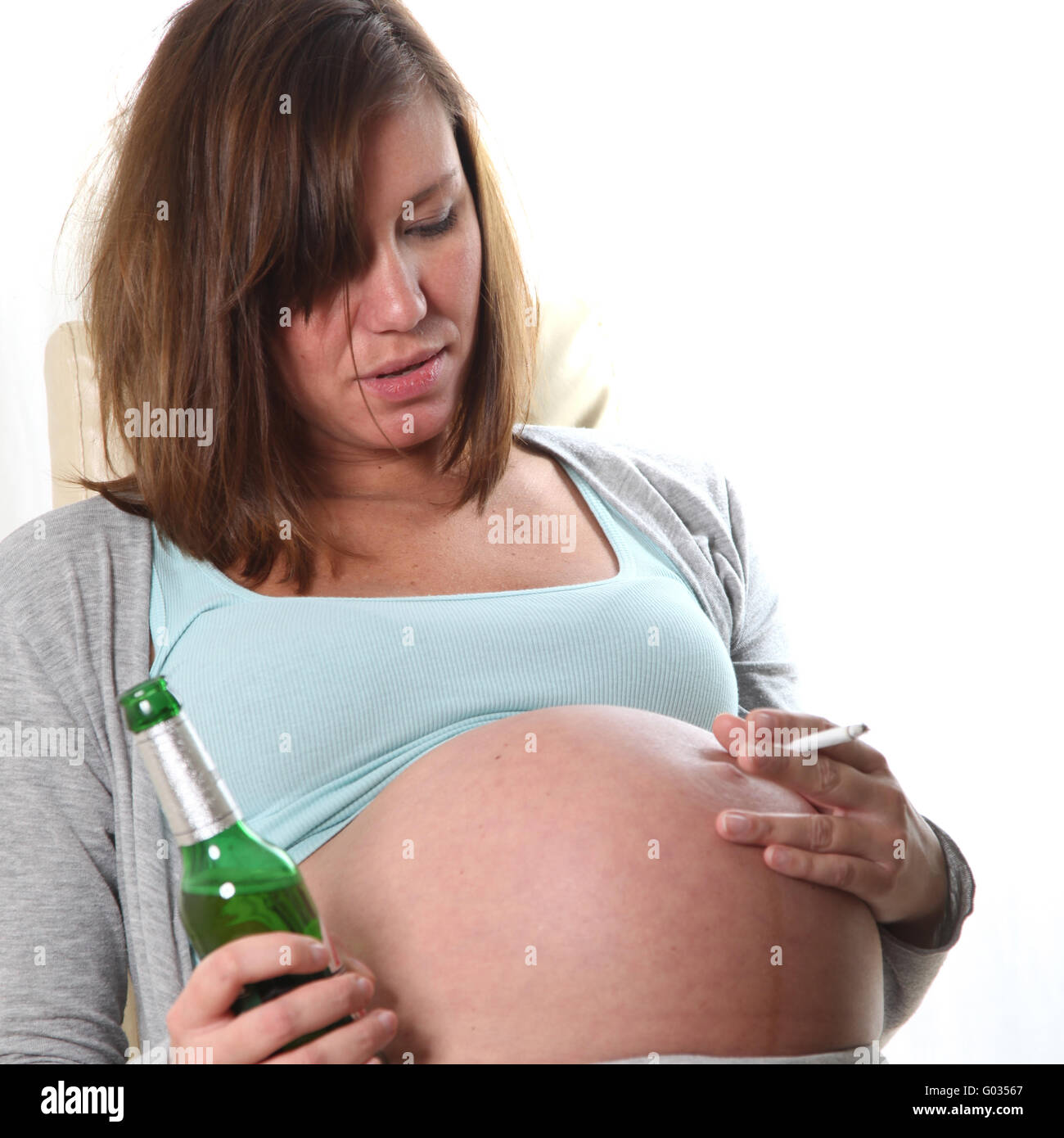 Alcohol and drugs - risk to the unborn baby Stock Photo