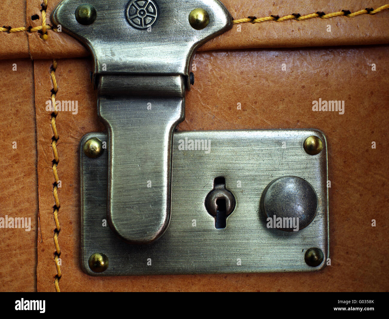 Leather suitcase. Stock Photo