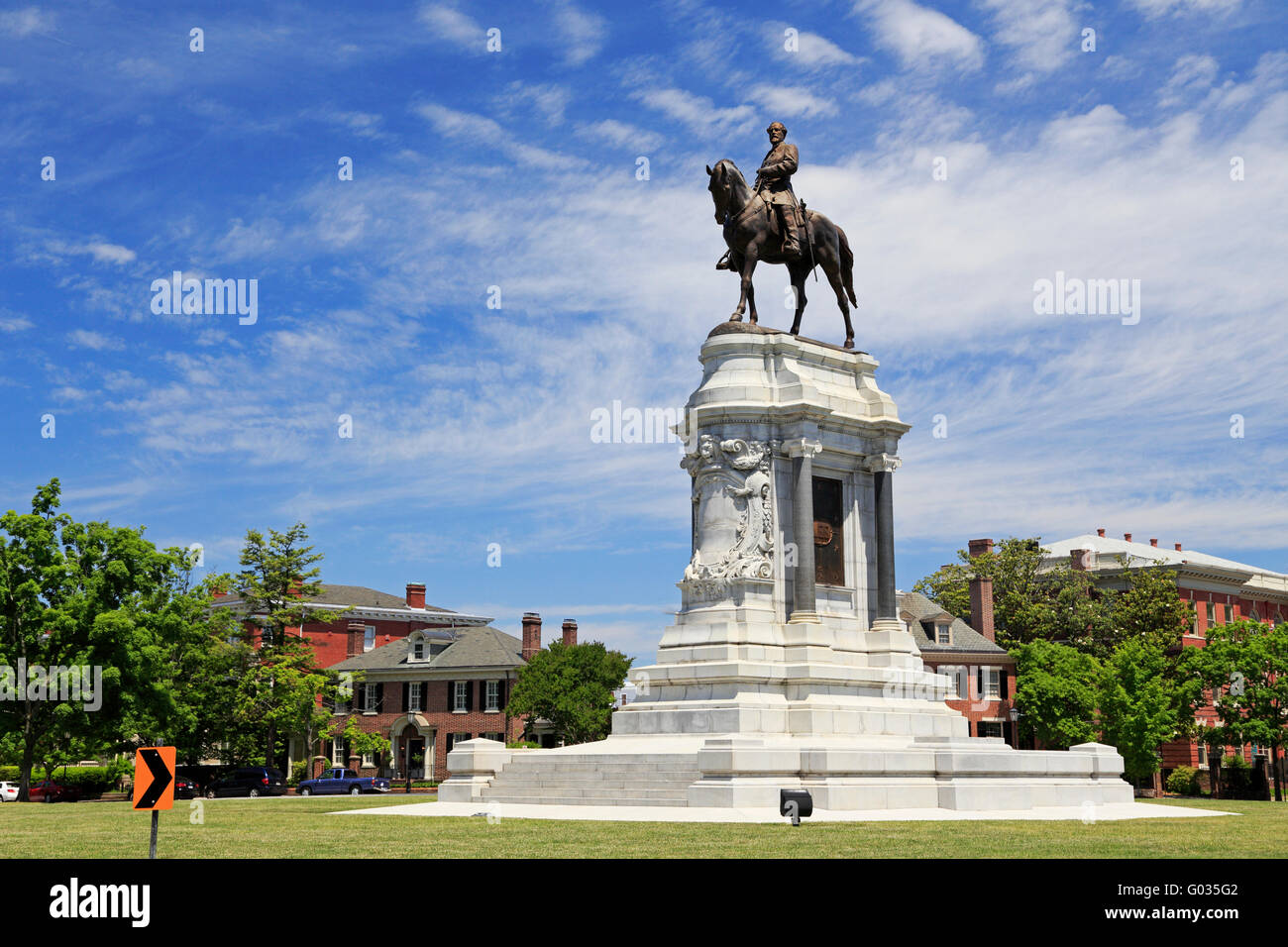 Civil war memorial Robert E. Lee statue on Monument Avenue, Richmond, Virginia. Stock Photo