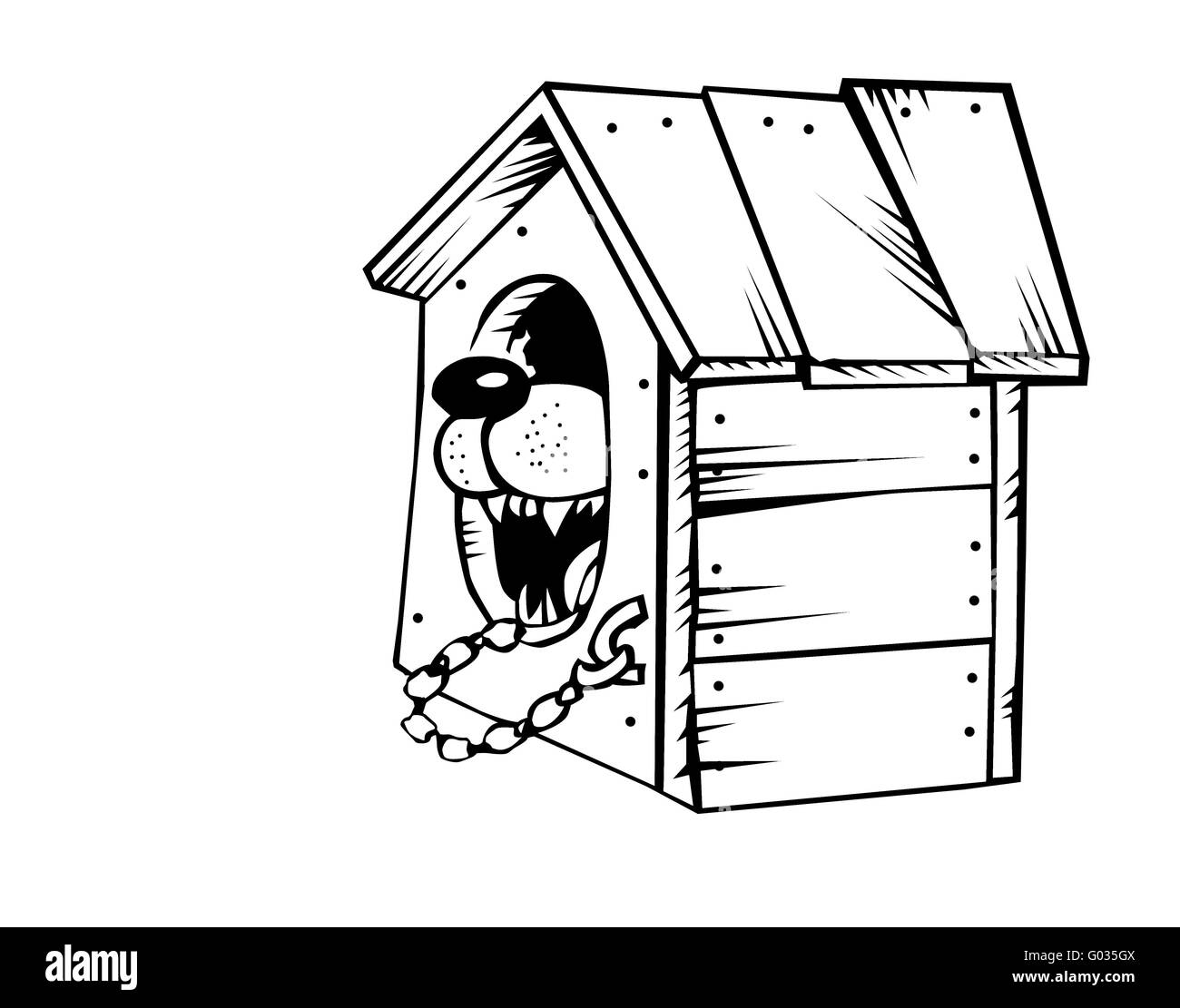 vector drawing of the dog in kennel on white background Stock Photo
