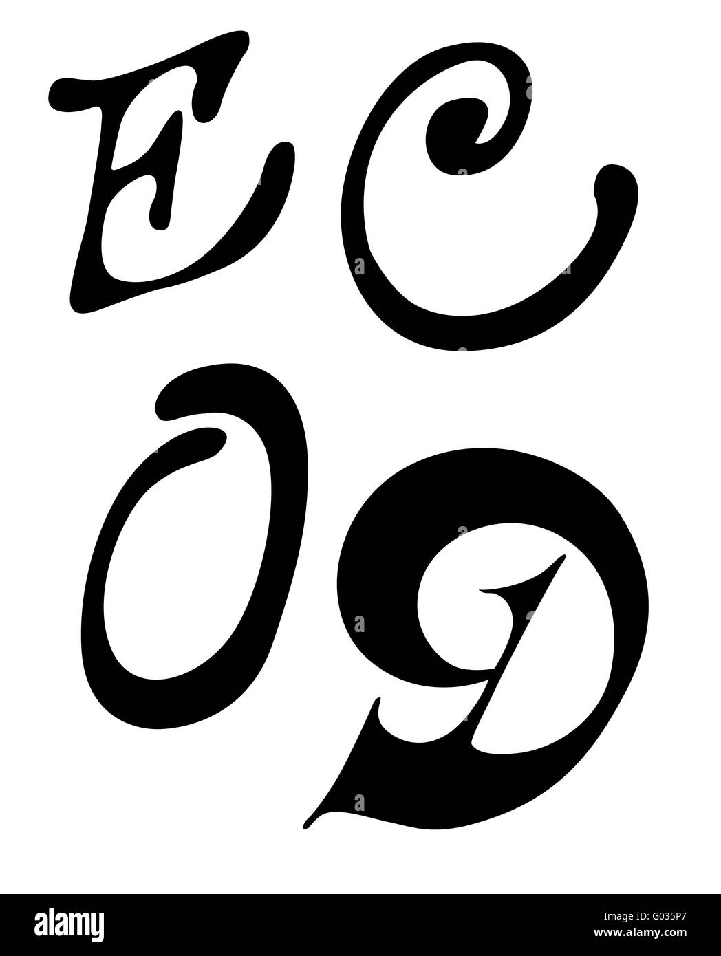 vector letter E, C, O, D on white background Stock Photo