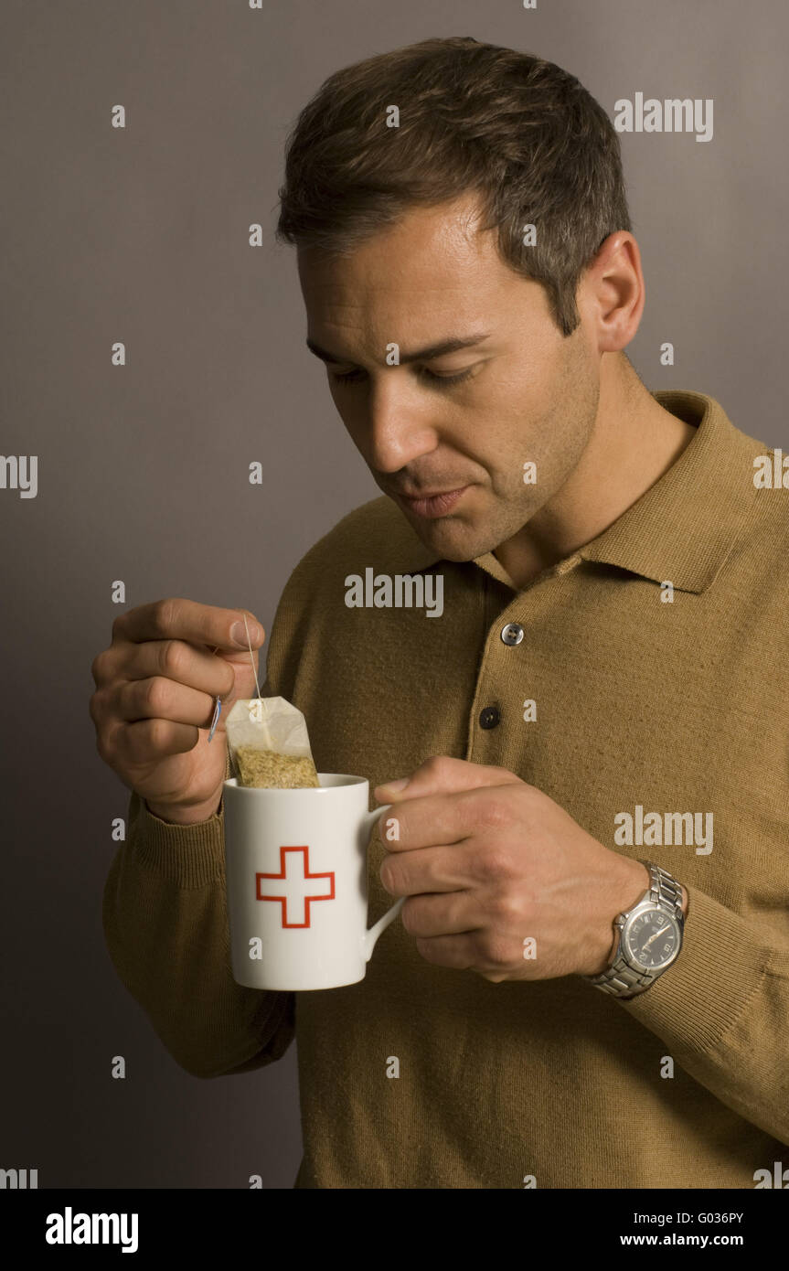 man drinking tea Stock Photo