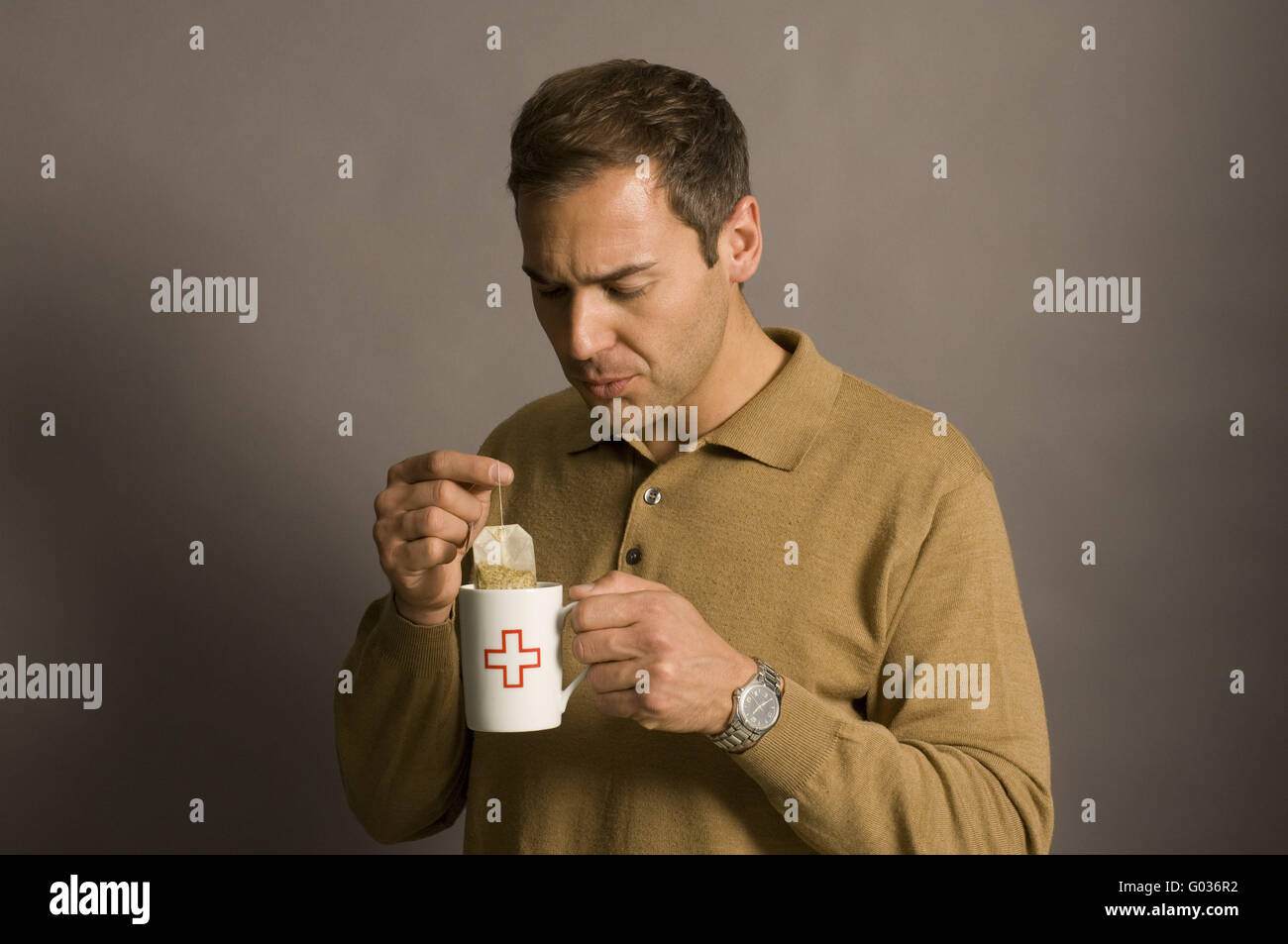 man drinking tea Stock Photo