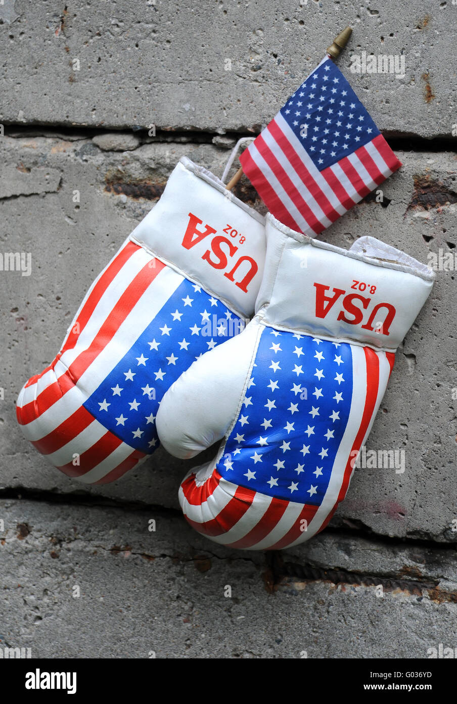 Used Boxing Gloves and US Flag Stock Photo Alamy