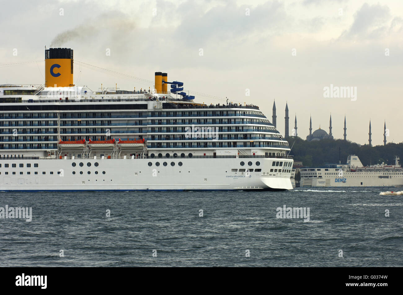 Cruise ship Costa Atlantica leaving Istanbul,Turke Stock Photo