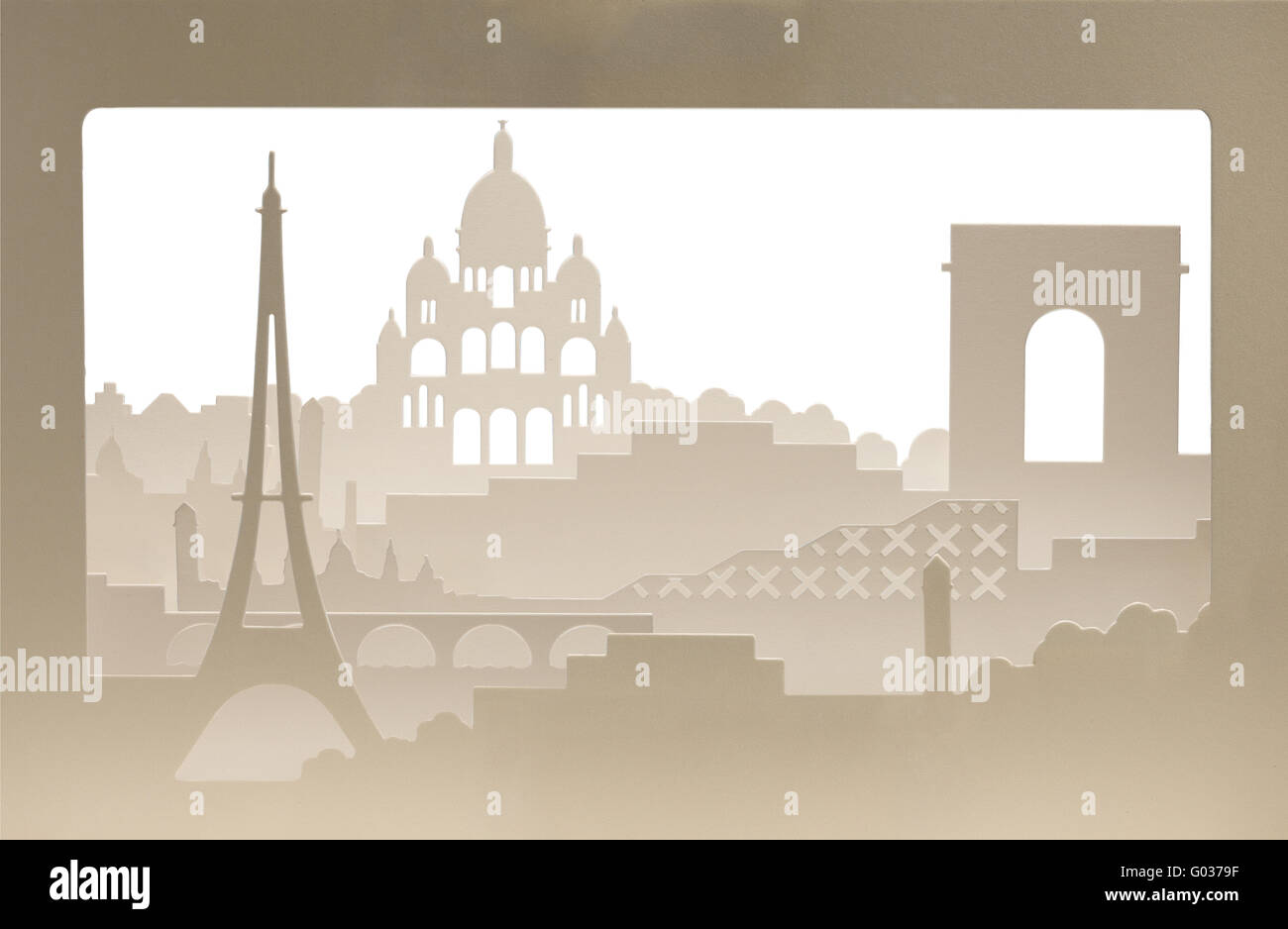 Paris carton silhouette with sand structure Stock Photo