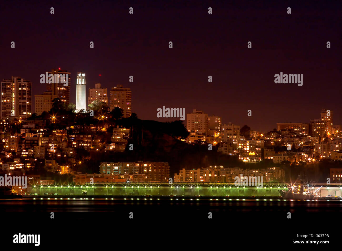 Coit Tower at Night Stock Photo Alamy