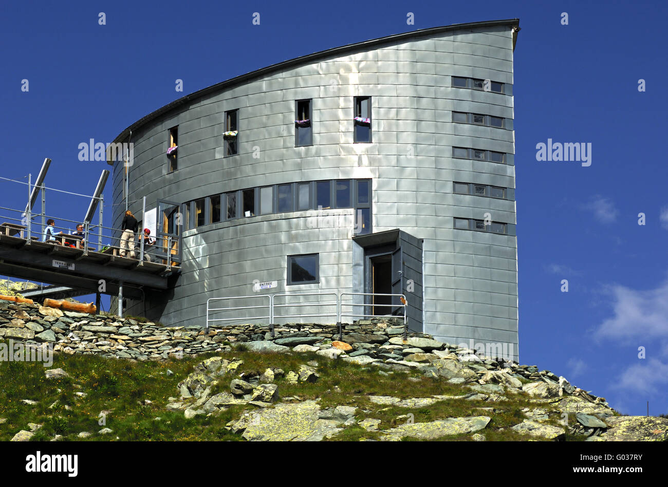 The futuristic Velan refuge, Valais, Switzerland Stock Photo