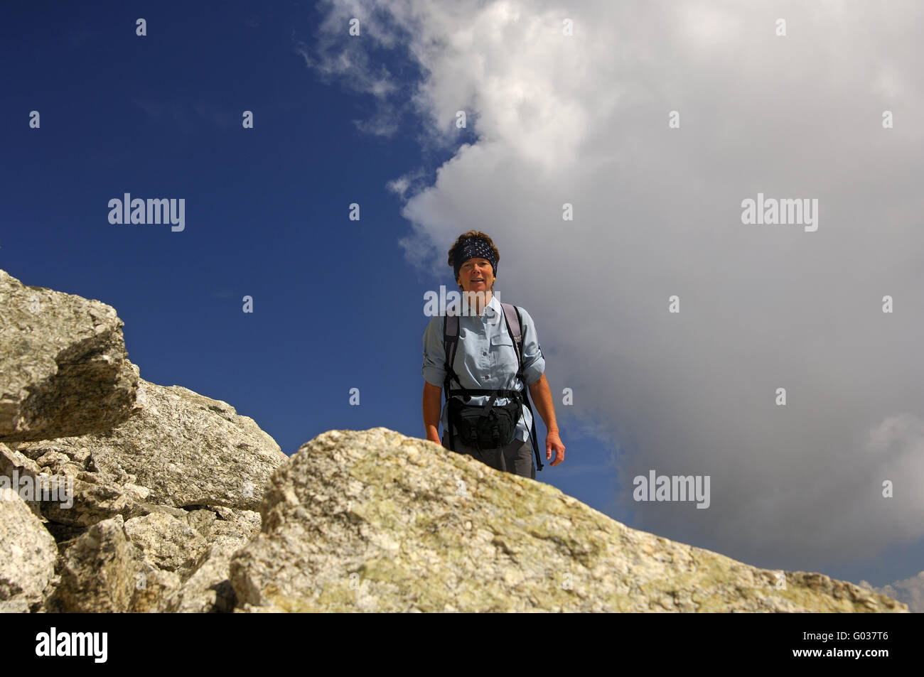 Woman on a hiking tour in the alps Stock Photo - Alamy