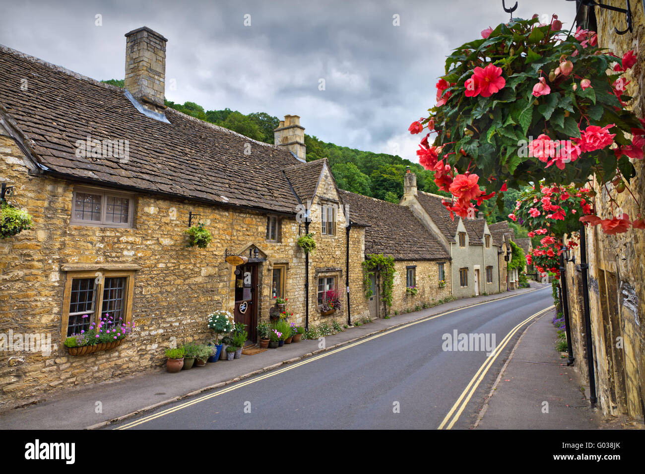 Cottages in Castle Combe, Cotswolds, UK Stock Photo