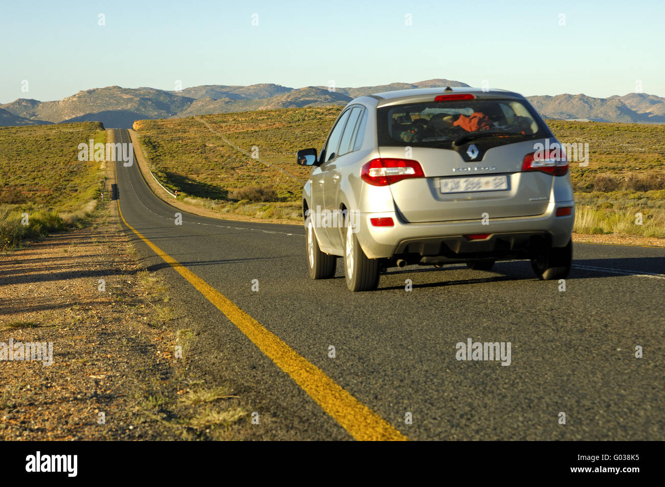 Car on the road N7 near Springbok, South Africa Stock Photo