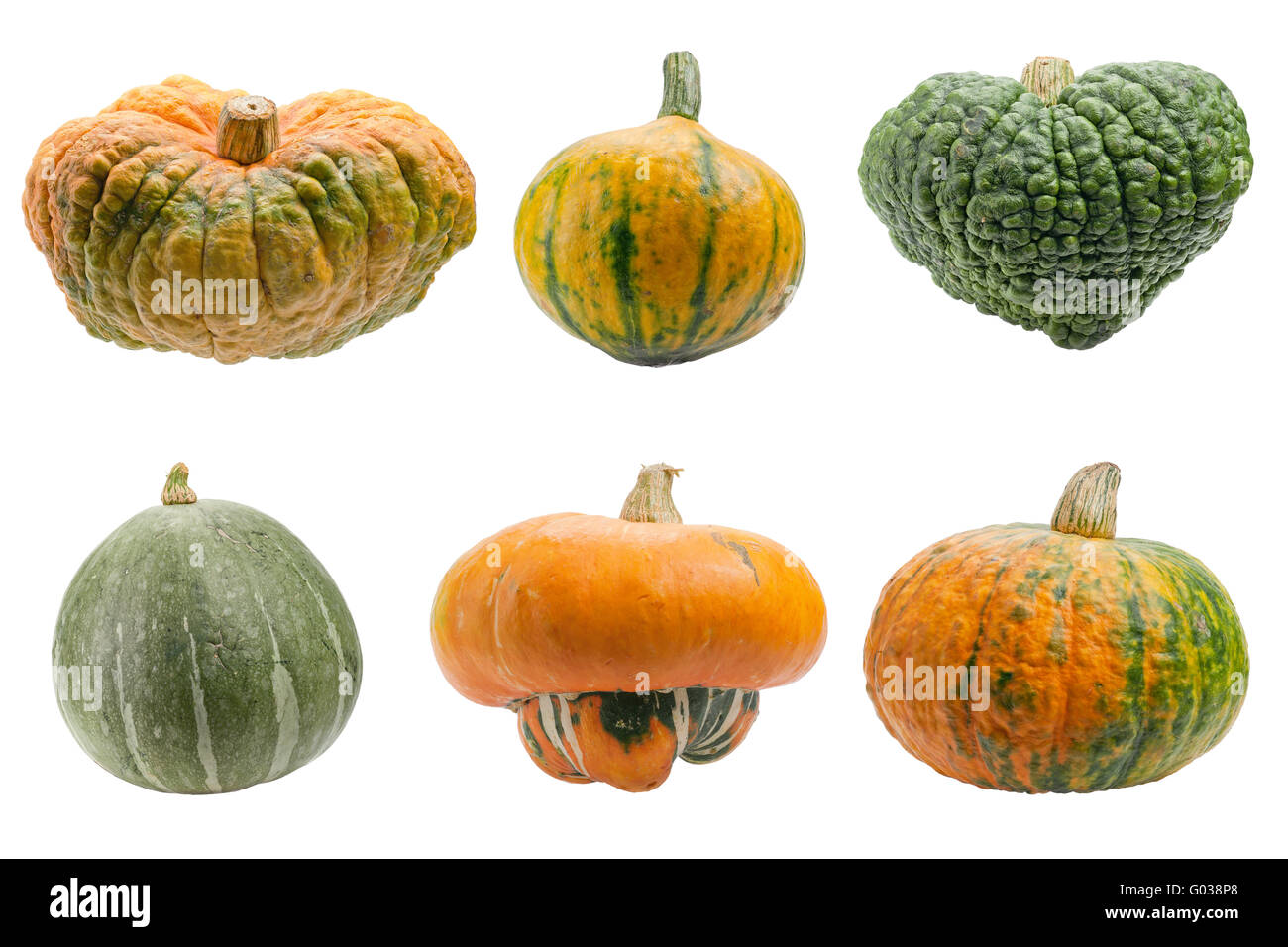 Colourful pumpkins isolated on white background Stock Photo - Alamy