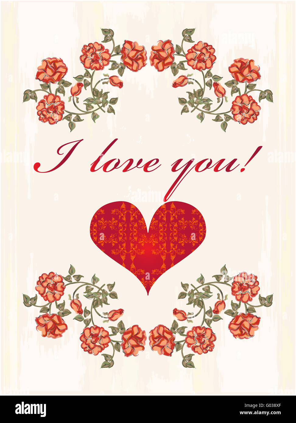 Valentines day greeting card with heart and red roses Stock Photo - Alamy