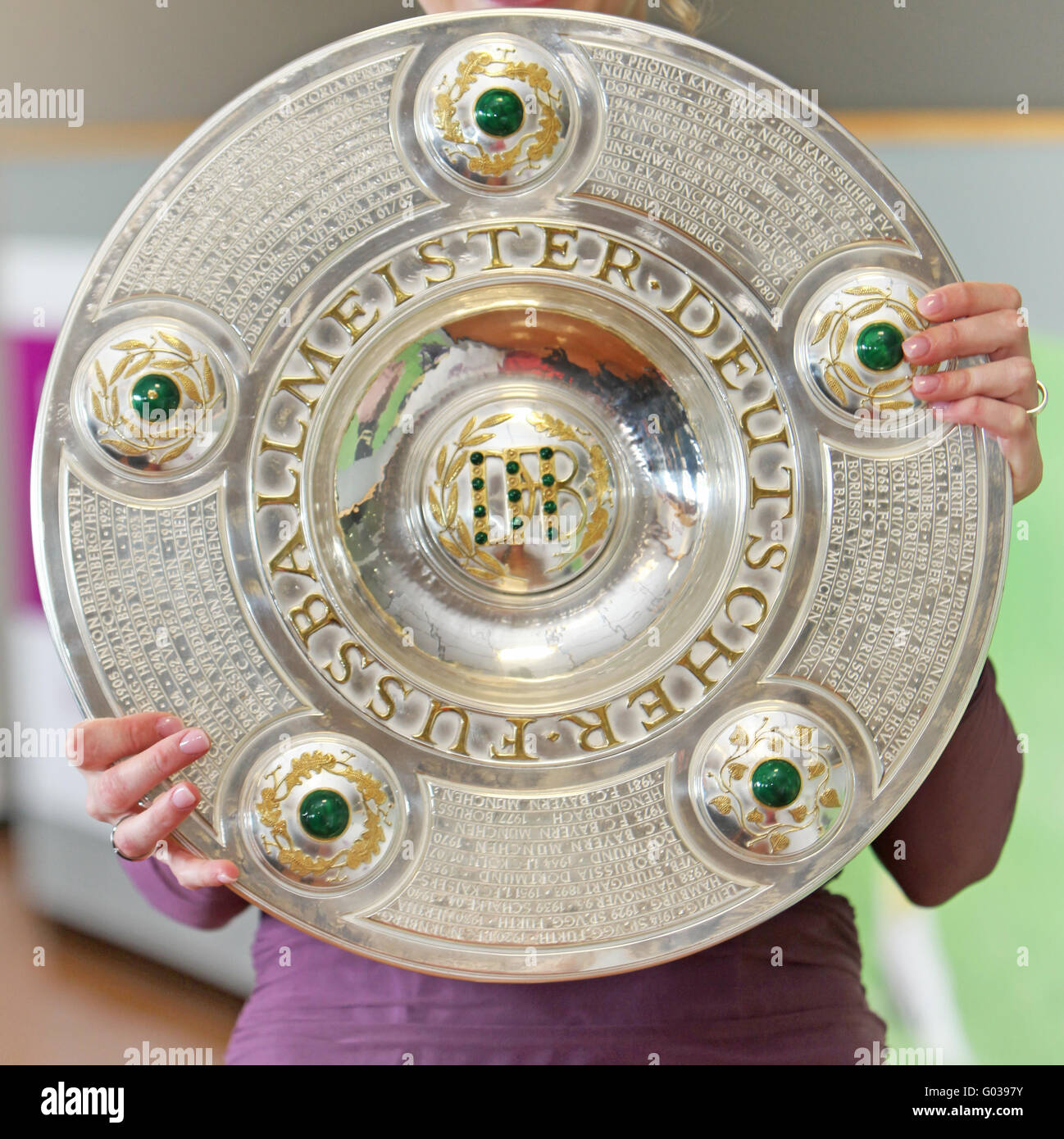 The award for the championship trophy as German fo Stock Photo