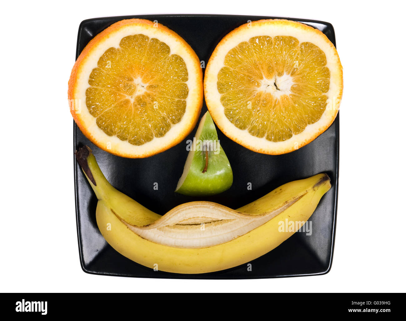 Apple banana orange plate hi-res stock photography and images - Alamy