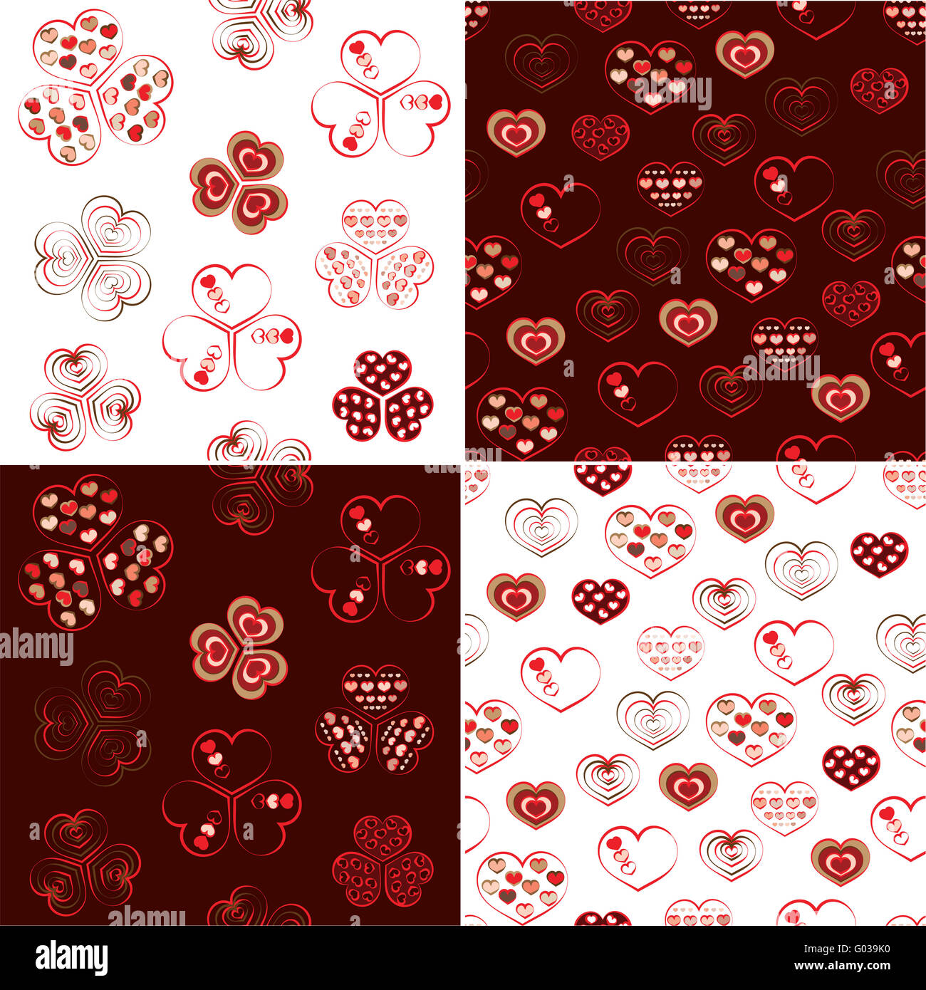 Vector set of heart seamless pattern Stock Photo - Alamy