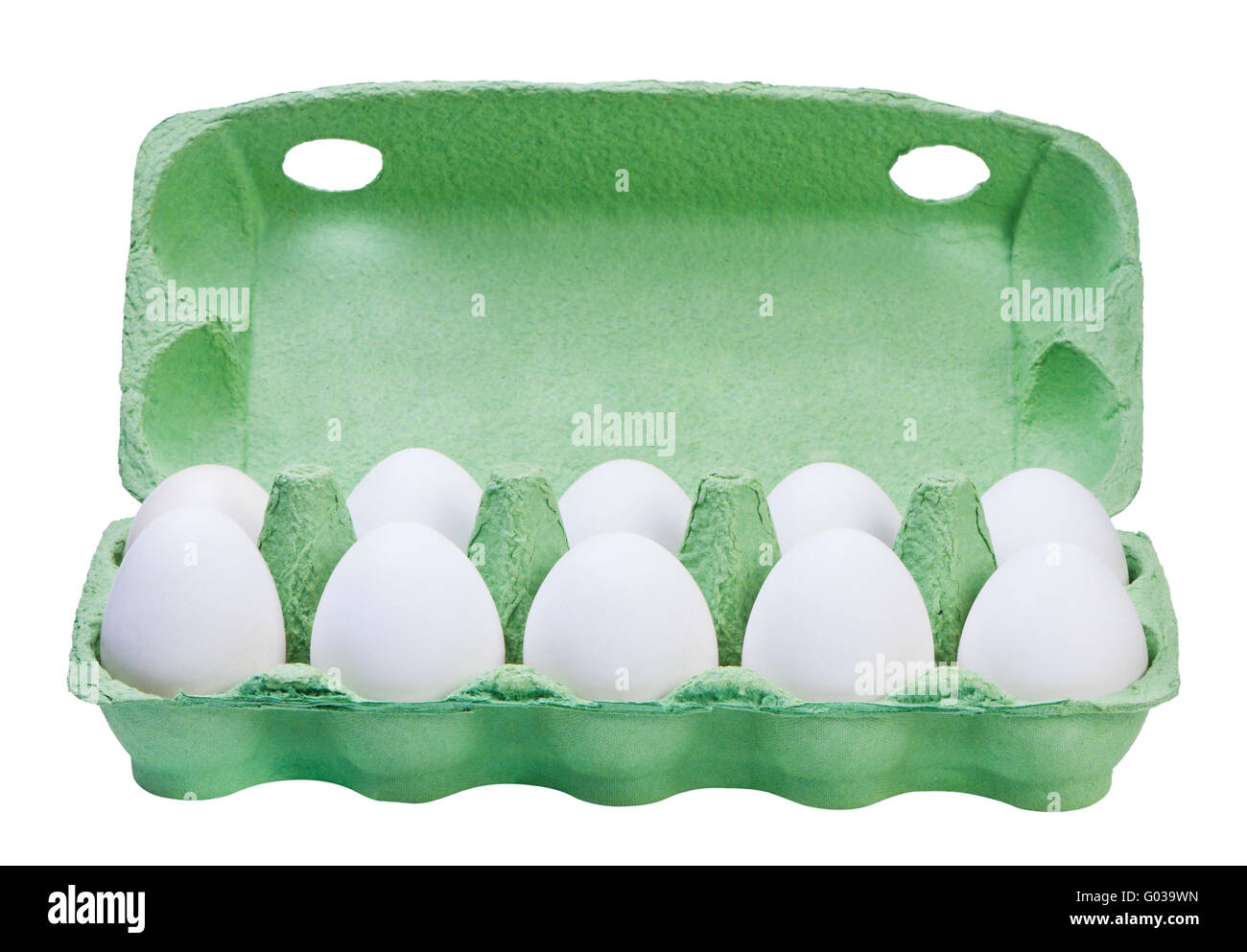 Chicken eggs in carton box isolated on white background Stock Photo - Alamy