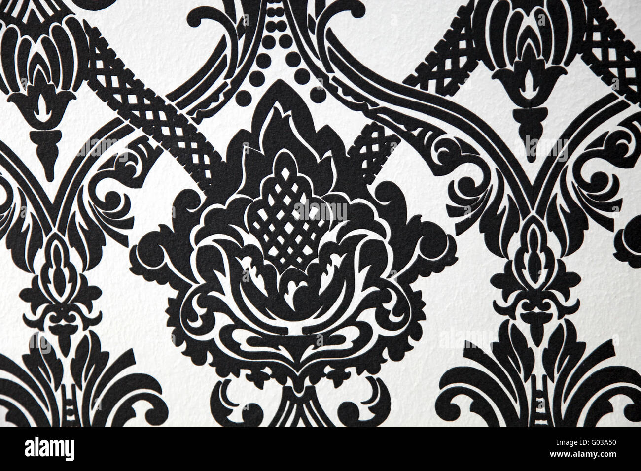 wallpaper or fabric design in black and white Stock Photo