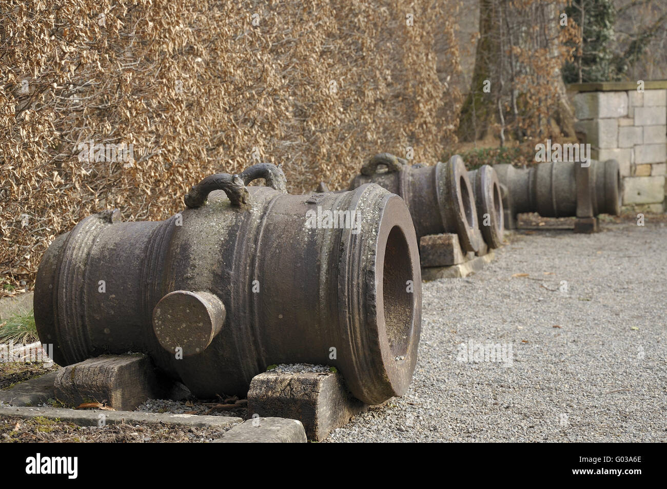 cannons at monastery, bebenhausen Stock Photo