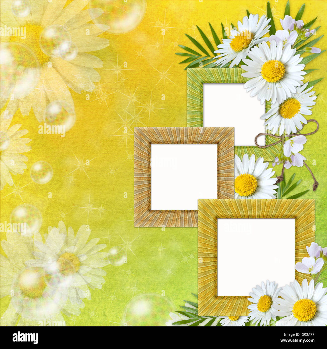 Summer background with frame and flowers Stock Photo - Alamy