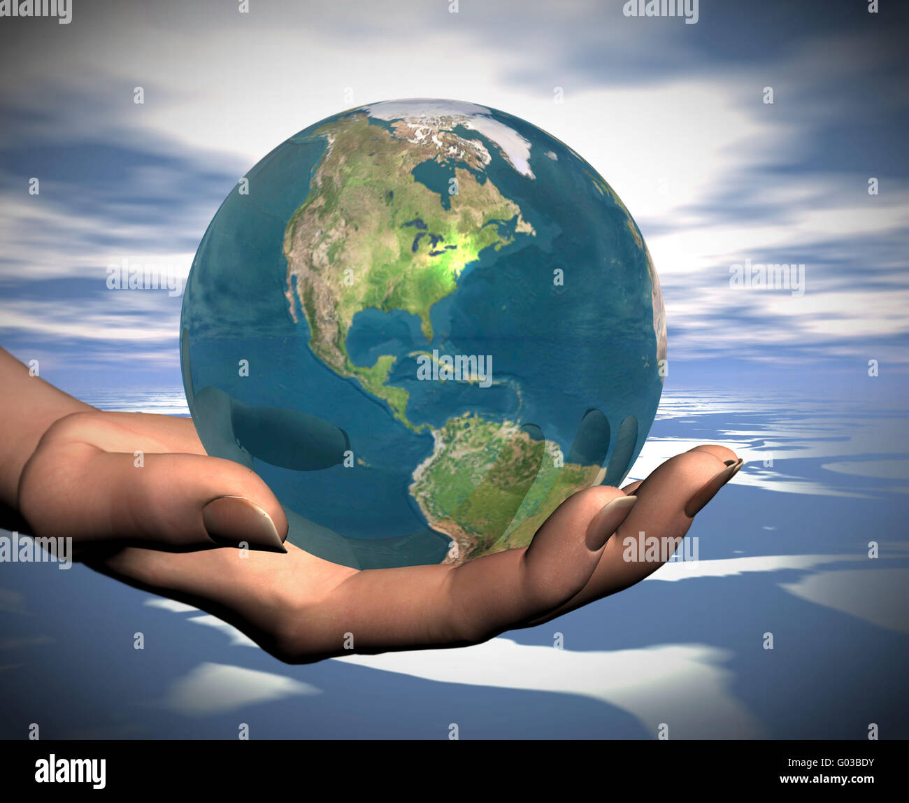 Hand globe sculpture hi-res stock photography and images - Alamy