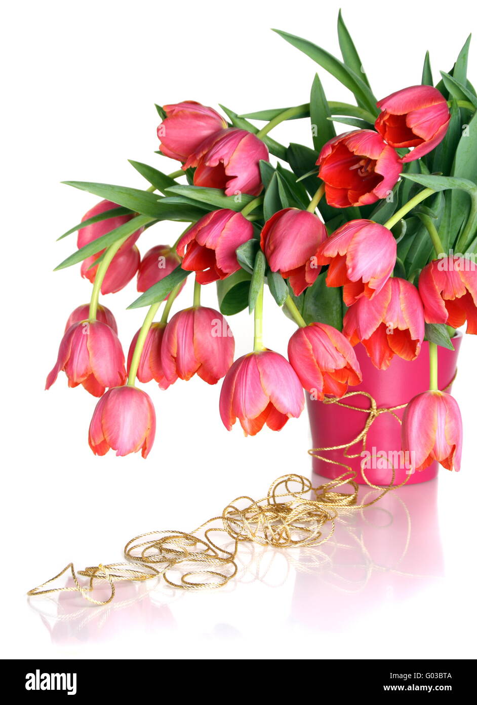 Bouquet of pink tulips on a white background Stock Photo - Alamy