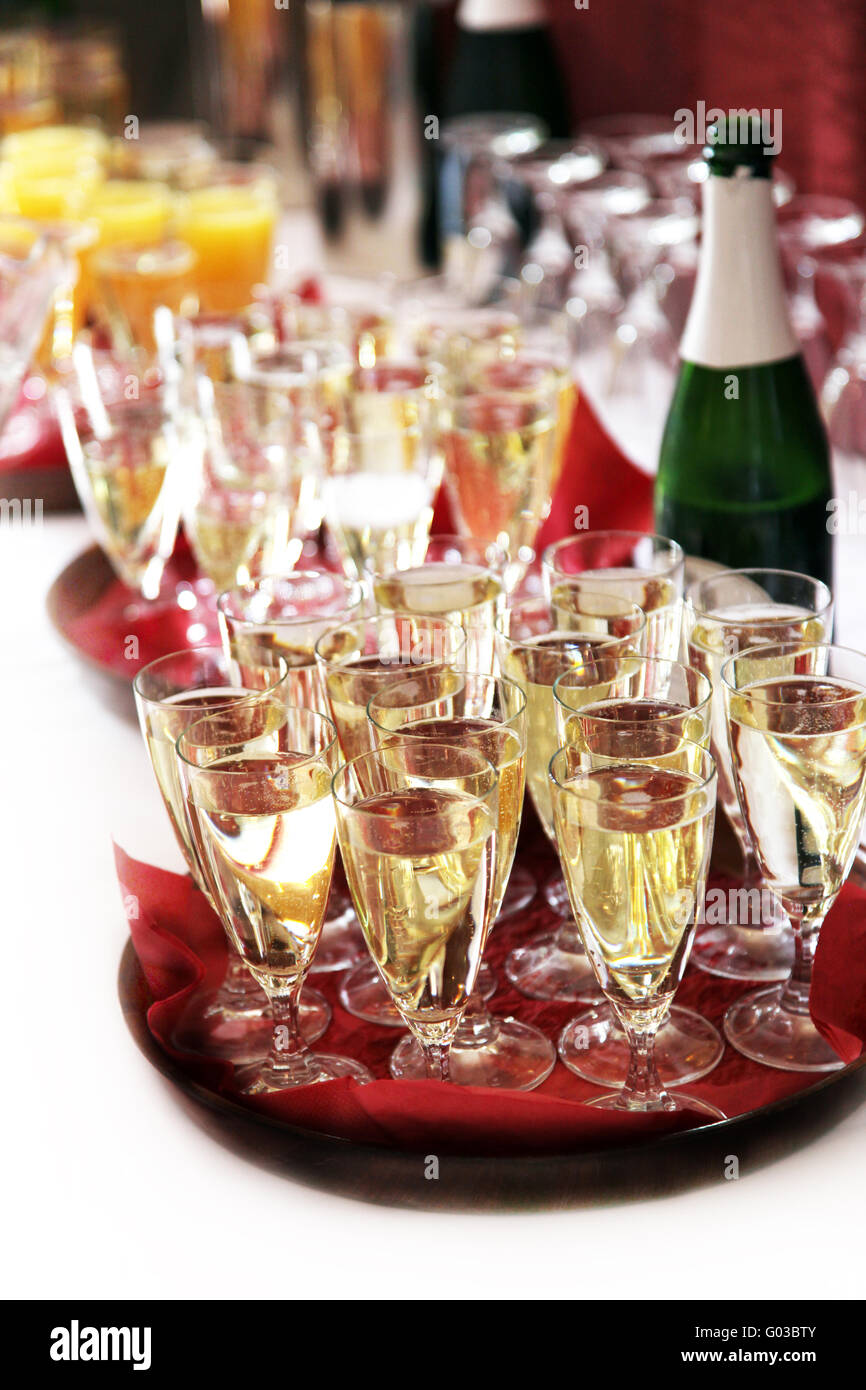 Champagne reception with champagne and orange juic Stock Photo