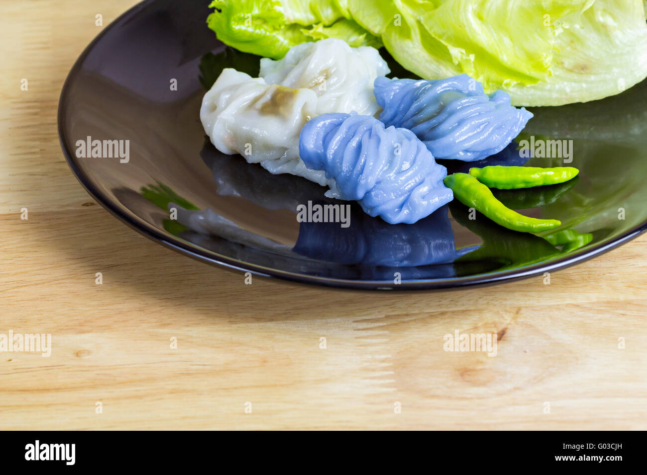 Steamed rice-skin dumplings, Thai dessert Stock Photo
