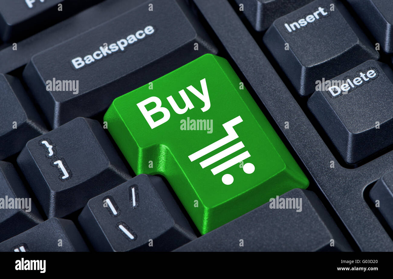 Button buy computer keyboard with trolley icon Stock Photo Alamy