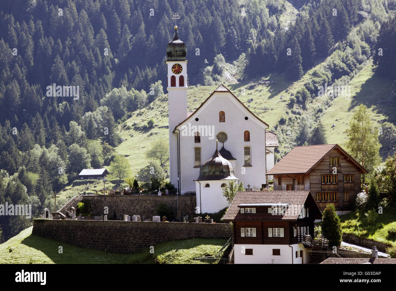 Church from Wassen, Switzerland Stock Photo