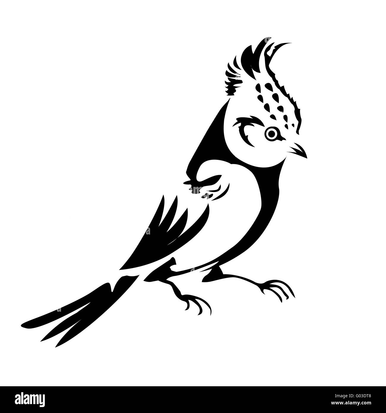 vector silhouette of the small bird on white background Stock Photo