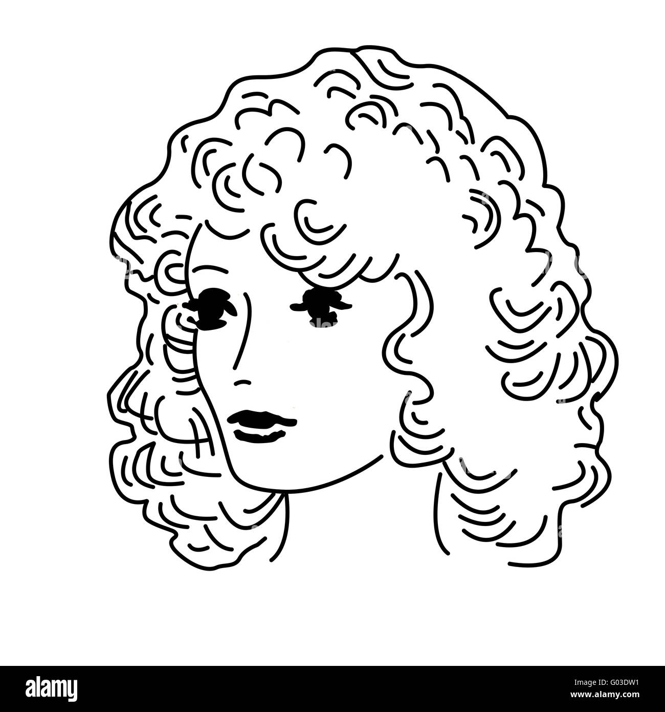 vector portrait of the girl on white background Stock Photo - Alamy